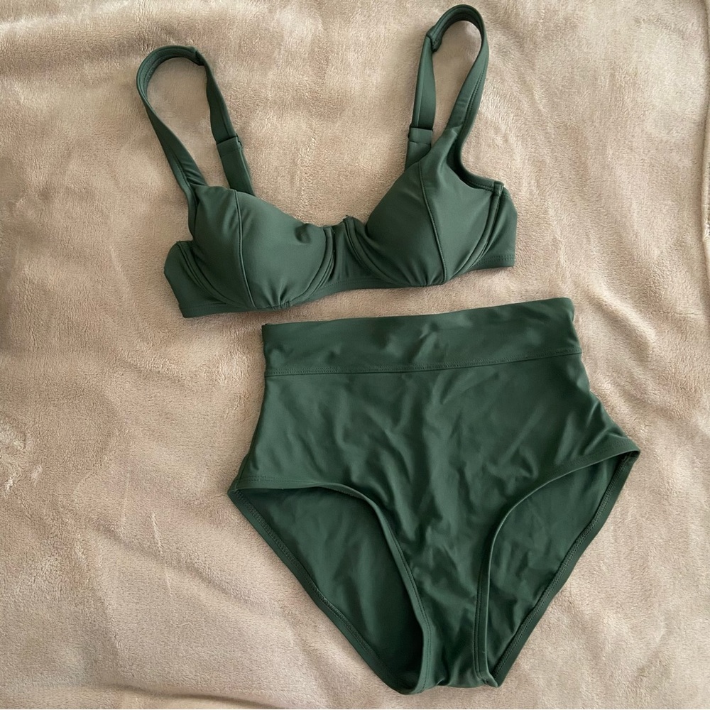 Kona Sol Olive Green Bikini High Waist Set S